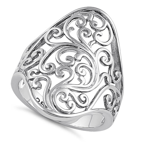 Sterling Silver Curly Floral Ring