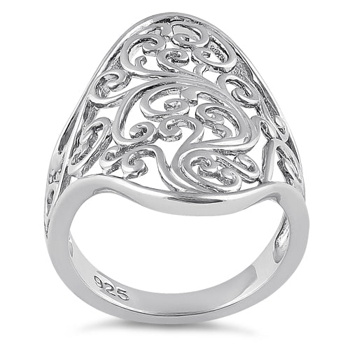 Sterling Silver Curly Floral Ring