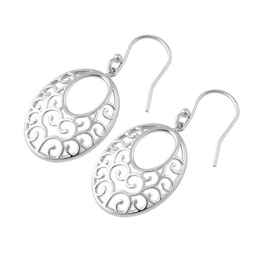 Sterling Silver Curly Heart Hook Earrings