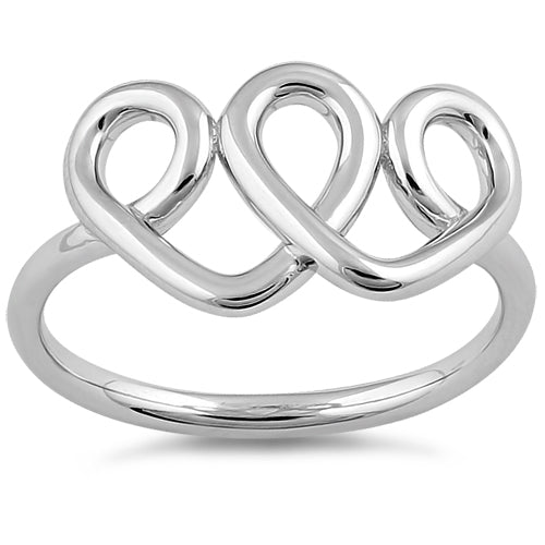 Sterling Silver Curly Hearts Ring