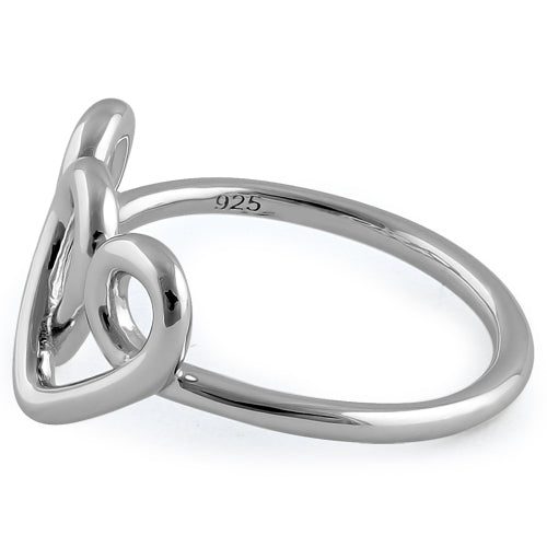 Sterling Silver Curly Hearts Ring