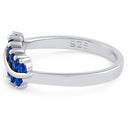 Sterling Silver Curve Blue Sapphire CZ Ring