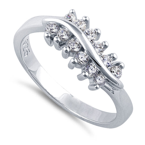 Sterling Silver Curve Clear CZ Ring