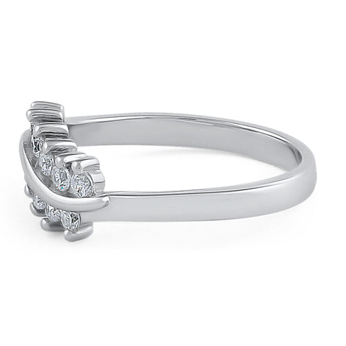 Sterling Silver Curve Clear CZ Ring