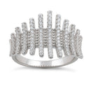 Sterling Silver Curve Lines CZ Ring