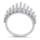 Sterling Silver Curve Lines CZ Ring