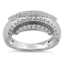 Sterling Silver Curves Reflection Round Clear CZ Ring