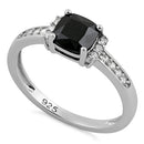 Sterling Silver Cushion Black CZ Ring