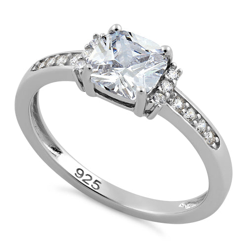 Sterling Silver Cushion Clear CZ Ring