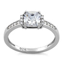 Sterling Silver Cushion Clear CZ Ring