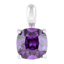 Sterling Silver Cushion Cut Amethyst CZ Pendant