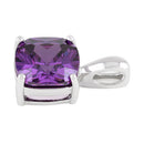 Sterling Silver Cushion Cut Amethyst CZ Pendant