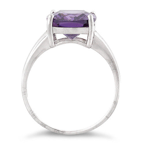 Sterling Silver Cushion Cut Amethyst CZ Ring