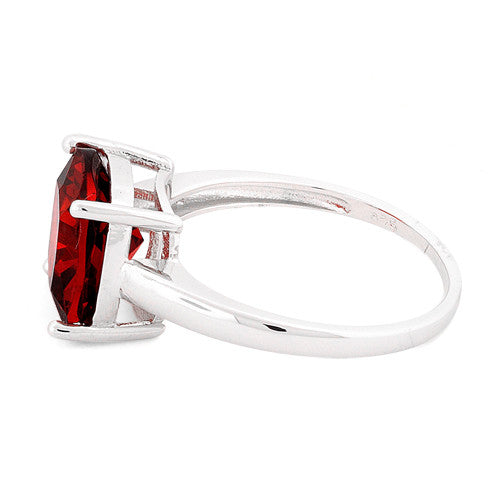 Sterling Silver Cushion Cut Garnet CZ Ring