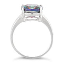 Sterling Silver Cushion Cut Rainbow Topaz CZ Ring