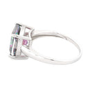 Sterling Silver Cushion Cut Rainbow Topaz CZ Ring