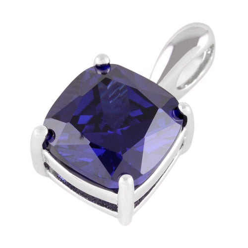 Sterling Silver Cushion Cut Tanzanite CZ Pendant