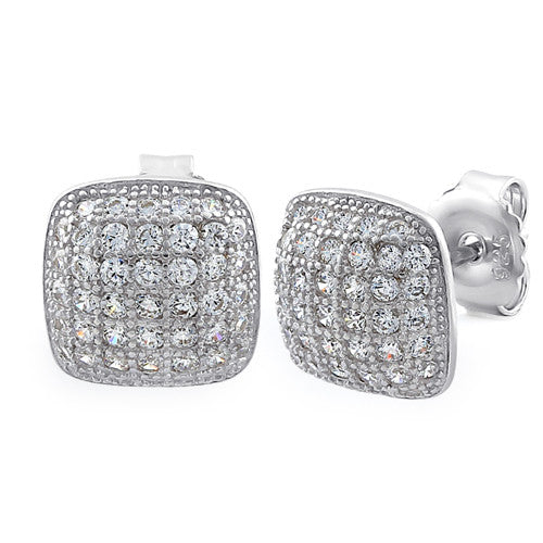 Sterling Silver Cushion CZ Earrings