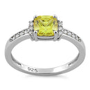 Sterling Silver Cushion Yellow CZ Ring