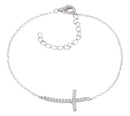 Sterling Silver CZ Cross Bracelet