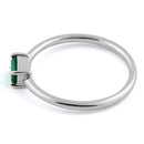 Sterling Silver Dainty Baguette Straight Emerald CZ Ring