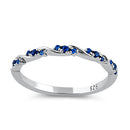 Sterling Silver Dainty Blue Spinel CZ Ring