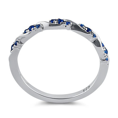 Sterling Silver Dainty Blue Spinel CZ Ring