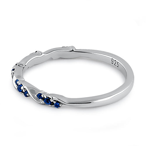 Sterling Silver Dainty Blue Spinel CZ Ring