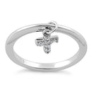 Sterling Silver Dangling Cross CZ Ring