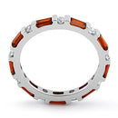 Sterling Silver Fire Orange and Clear CZ Eternity Ring