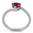 Sterling Silver Dark Garnet Heart CZ Ring