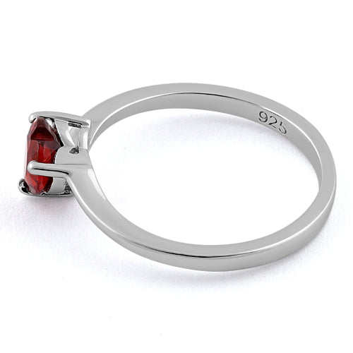 Sterling Silver Dark Garnet Heart CZ Ring