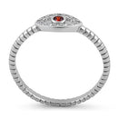 Sterling Silver Dark Garnet Stone Evil Eye CZ Ring