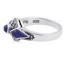 Sterling Silver Blue Lapis Round Halo Marcasite Ring