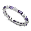 Sterling Silver Dark Violet and White CZ Eternity Ring