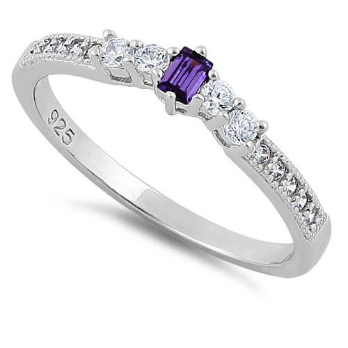 Sterling Silver Amethyst CZ Ring