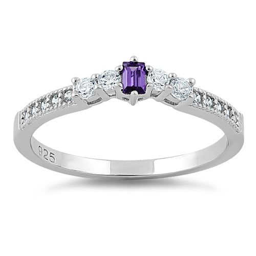 Sterling Silver Amethyst CZ Ring