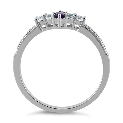 Sterling Silver Amethyst CZ Ring