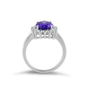 Sterling Silver Dark Violet Oval CZ Ring