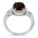 Sterling Silver Dazzling Oval Black Lab Opal CZ Ring