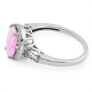 Sterling Silver Dazzling Oval Pink Lab Opal CZ Ring