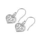 Sterling Silver Decorative Heart Hook Earrings