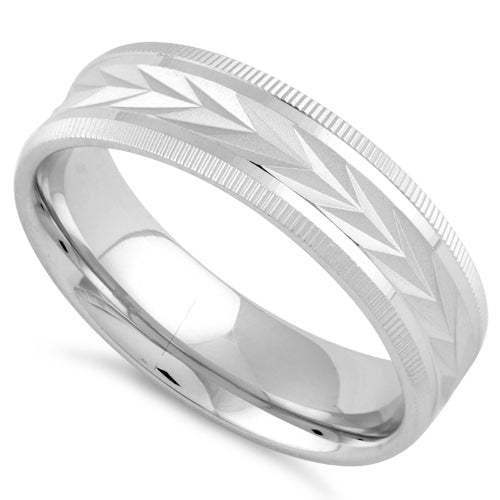 Sterling Silver Diamond Cut Arrows Wedding Band Ring