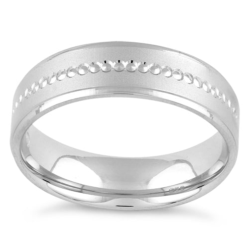 Sterling Silver Diamond Cut Circles Wedding Band Ring