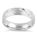 Sterling Silver Diamond Cut Half Moon Wedding Band Ring