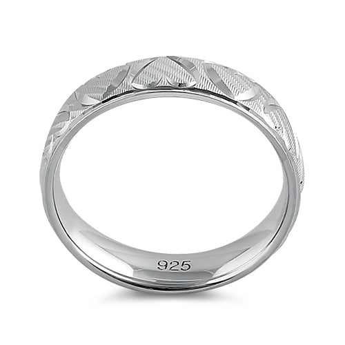 Sterling Silver Diamond Cut Heart Band Ring