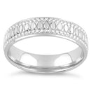 Sterling Silver Diamond Cut Oval Wedding Band Ring