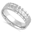 Sterling Silver Diamond Cut Pattern Wedding Band Ring