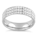 Sterling Silver Diamond Cut Pyramid Pattern Wedding Band Ring