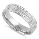 Sterling Silver Diamond Cut Wavy Wedding Band Ring